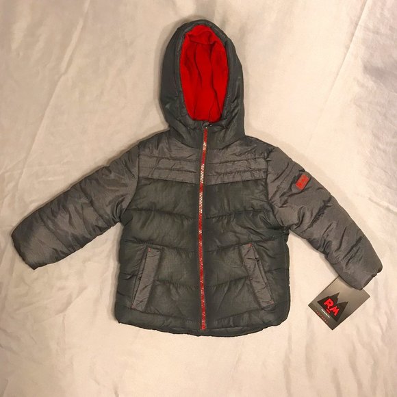 RM 1958 Insulated Hooded Jacket, Black/Red, 4T
